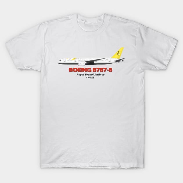 Boeing B787-8 - Royal Brunei Airlines T-Shirt by TheArtofFlying